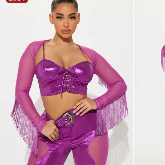 Fashion Nova Purple Fringe Cowgirl Costume set - Picture 2 of 7